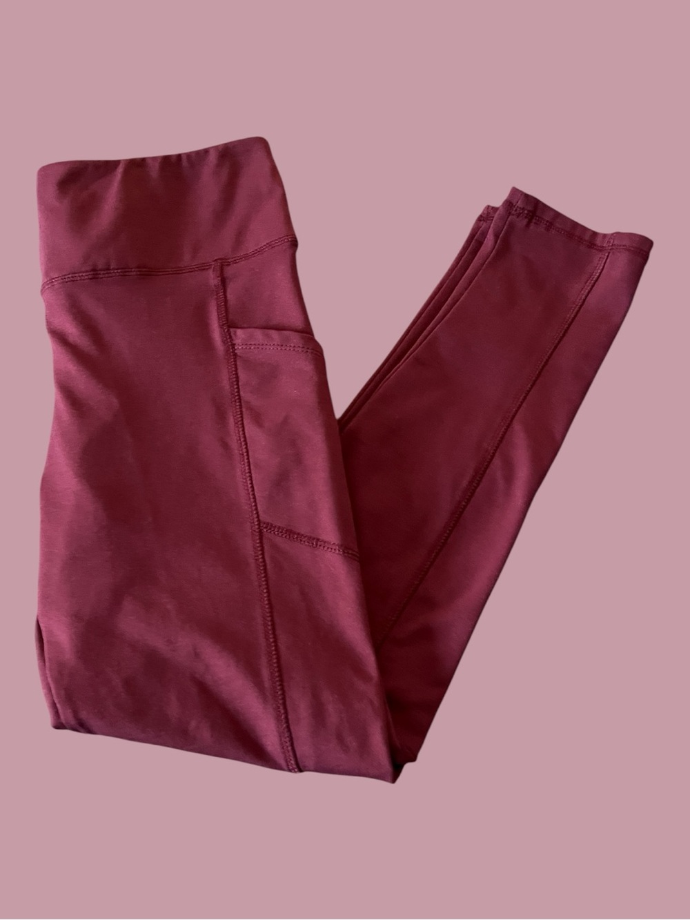 Burgundy High-Waisted Pocket Leggings | Like New Activewear